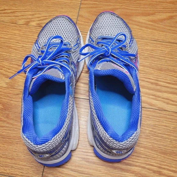 Asics Women's GT-1000 Running Sneakers Size 8.5 Silver/Blue/Pink - Picture 7 of 11